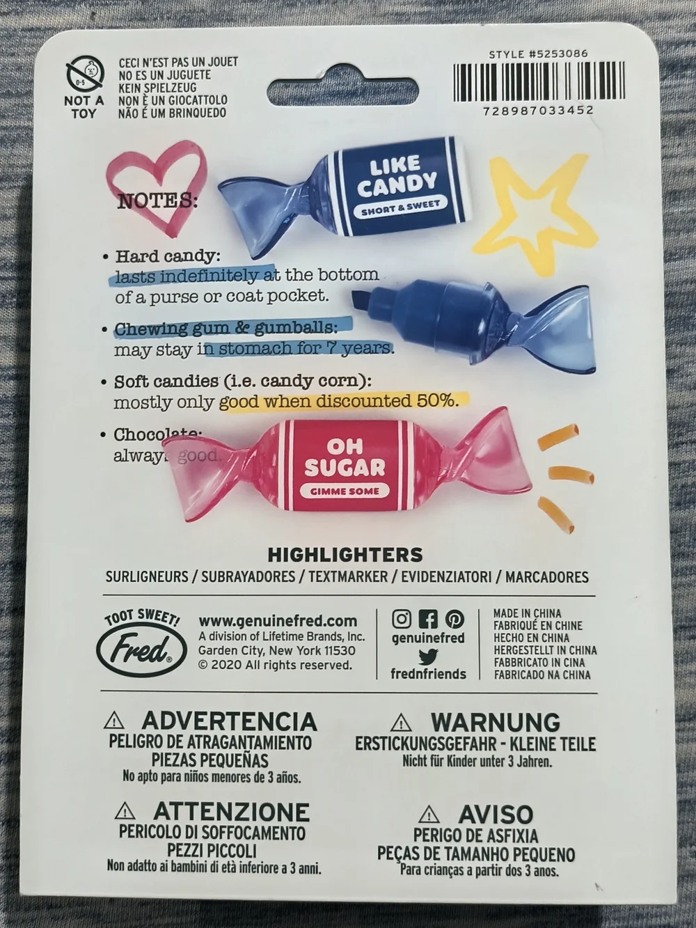 Fred Sugar High Candy Highlighters - Pink, Orange, Yellow, Blue